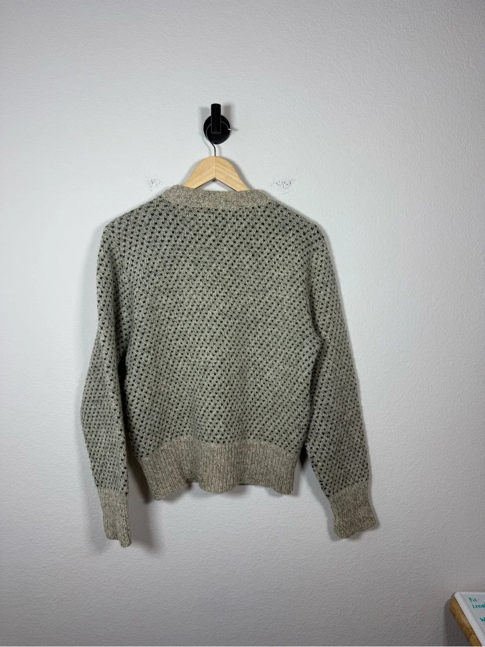 Vintage Indian Rugged Wear Wool Birdseye Knit Sweater Made USA Size S